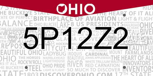 5P12Z2 Ohio License Plate