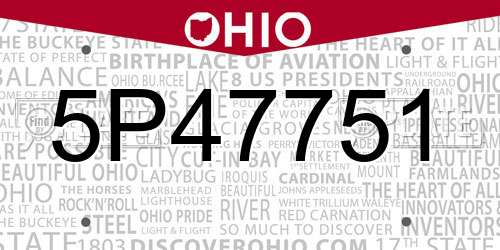 5P47751 Ohio License Plate
