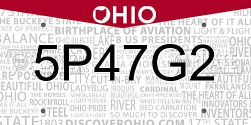 5P47G2 Ohio License Plate