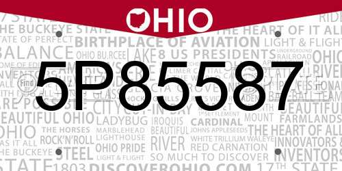 5P85587 Ohio License Plate