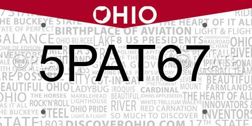 5PAT67 Ohio License Plate