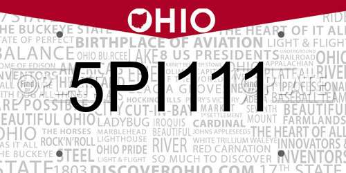 5PI111 Ohio License Plate