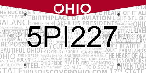 5PI227 Ohio License Plate