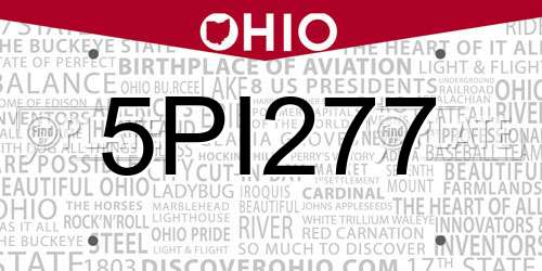 5PI277 Ohio License Plate