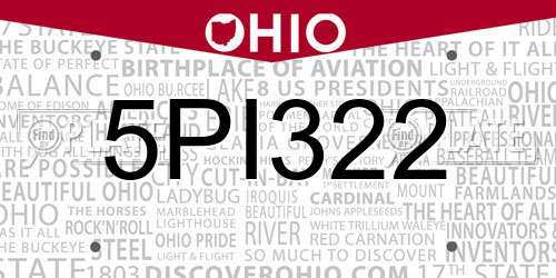 5PI322 Ohio License Plate