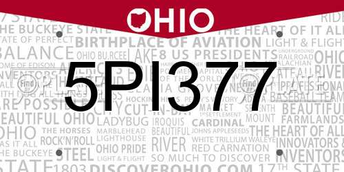 5PI377 Ohio License Plate