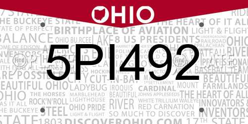 5PI492 Ohio License Plate
