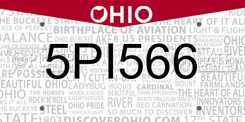 5PI566 Ohio License Plate