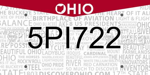5PI722 Ohio License Plate