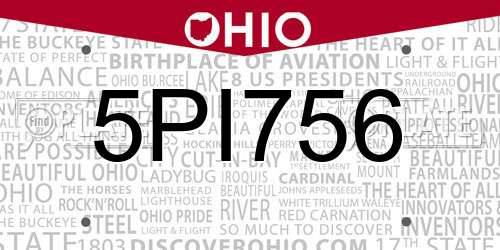 5PI756 Ohio License Plate