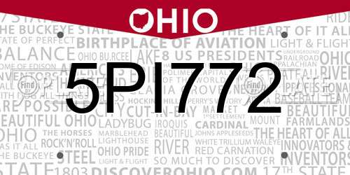 5PI772 Ohio License Plate