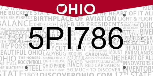 5PI786 Ohio License Plate