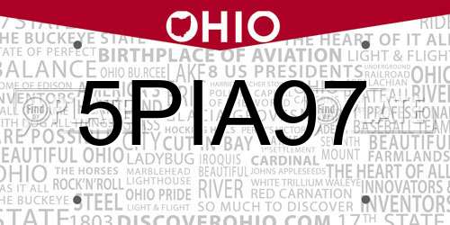 5PIA97 Ohio License Plate