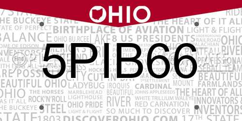 5PIB66 Ohio License Plate