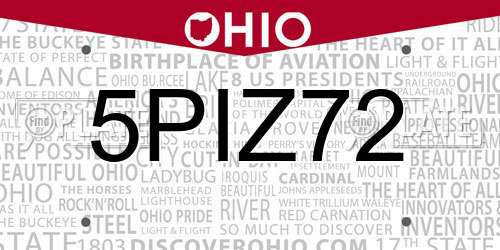 5PIZ72 Ohio License Plate