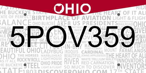 5POV359 Ohio License Plate