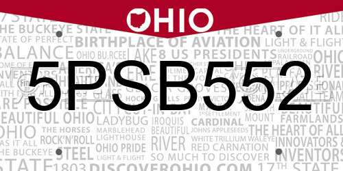 5PSB552 Ohio License Plate