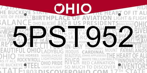 5PST952 Ohio License Plate