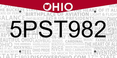 5PST982 Ohio License Plate
