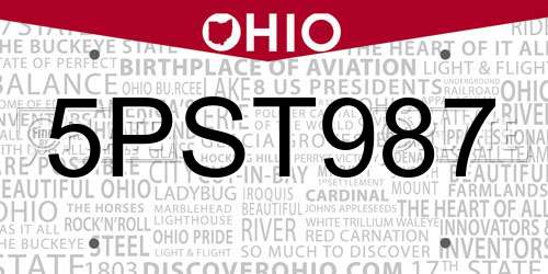 5PST987 Ohio License Plate