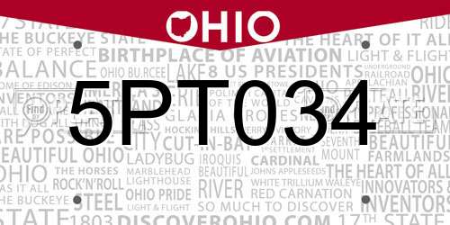 5PT034 Ohio License Plate
