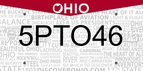 5PTO46 Ohio License Plate