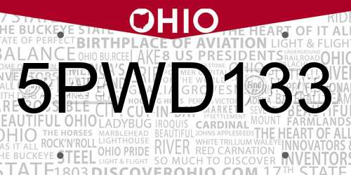 5PWD133 Ohio License Plate