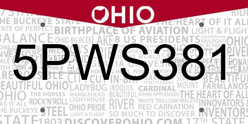 5PWS381 Ohio License Plate