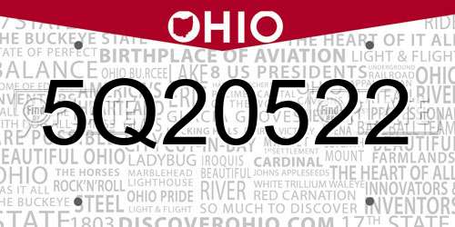 5Q20522 Ohio License Plate