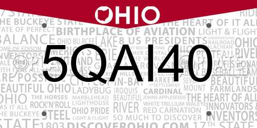5QAI40 Ohio License Plate