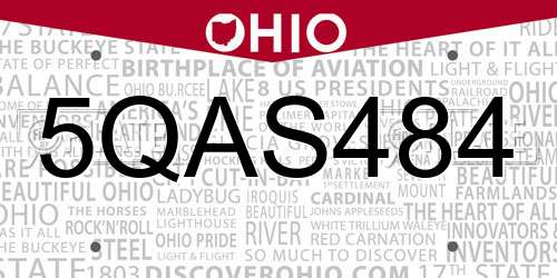 5QAS484 Ohio License Plate