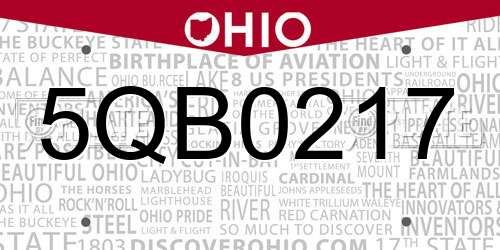 5QB0217 Ohio License Plate