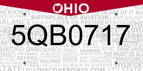 5QB0717 Ohio License Plate