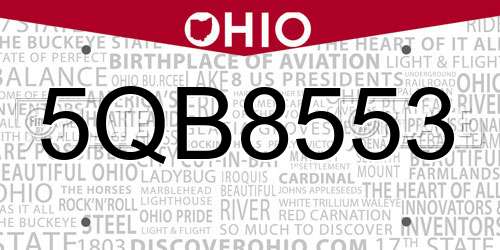 5QB8553 Ohio License Plate