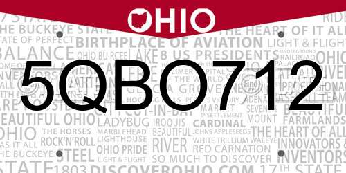 5QBO712 Ohio License Plate