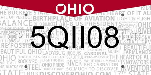 5QII08 Ohio License Plate