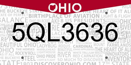 5QL3636 Ohio License Plate