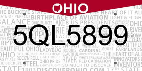 5QL5899 Ohio License Plate