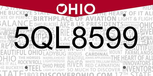 5QL8599 Ohio License Plate