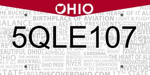 5QLE107 Ohio License Plate