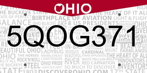 5QOG371 Ohio License Plate