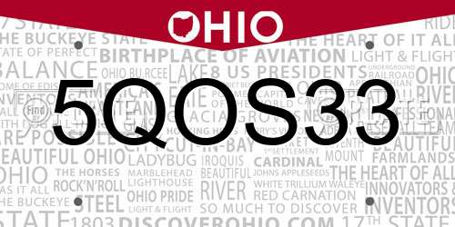 5QOS33 Ohio License Plate