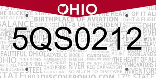5QS0212 Ohio License Plate