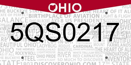 5QS0217 Ohio License Plate