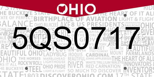5QS0717 Ohio License Plate