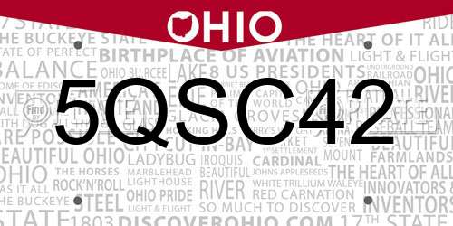 5QSC42 Ohio License Plate