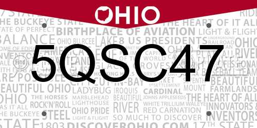 5QSC47 Ohio License Plate