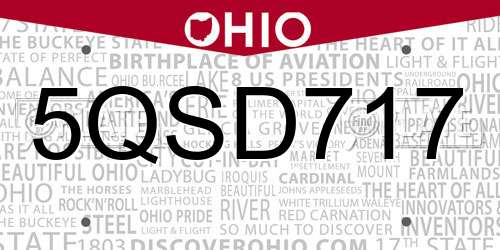 5QSD717 Ohio License Plate