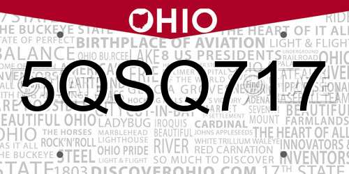 5QSQ717 Ohio License Plate