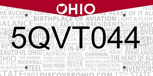 5QVT044 Ohio License Plate